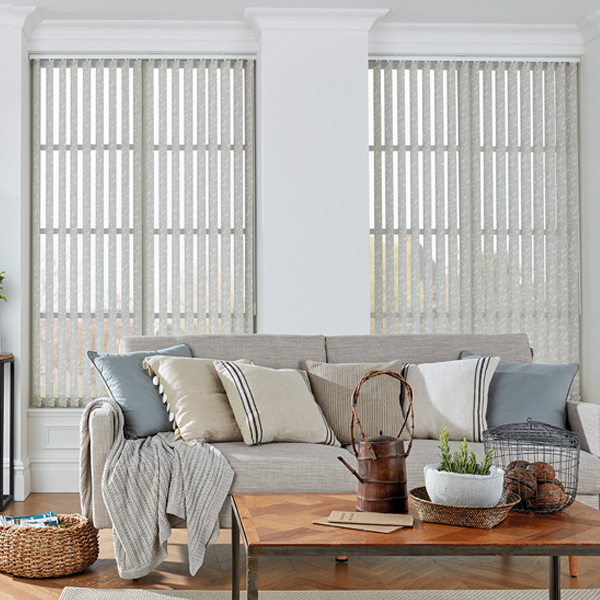 vertical blinds in living room